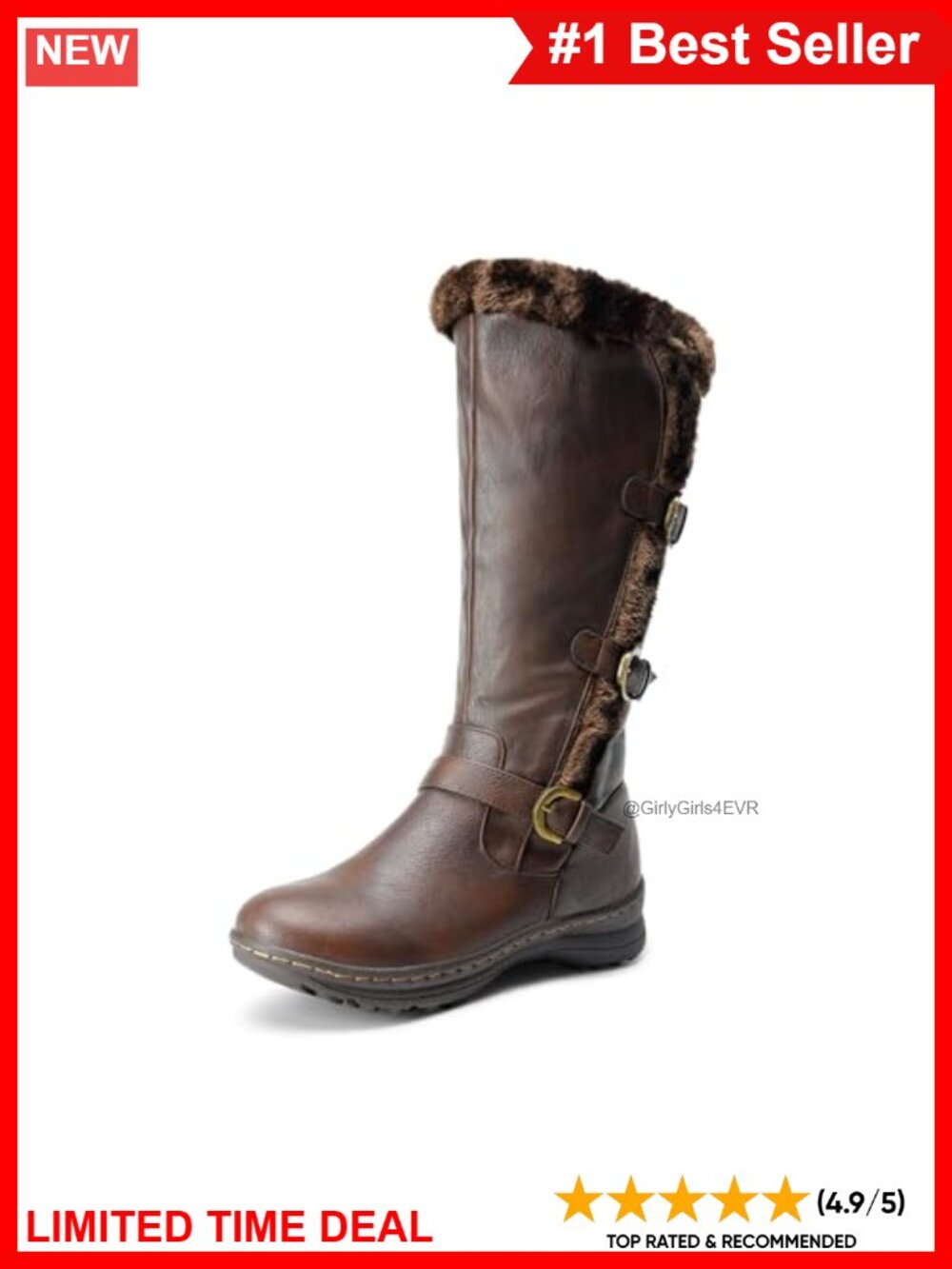 Faux Fur Lined Knee High Winter Boots Slip Resistant Zip
